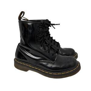 Dr Martens Boots Womens Size 6 Black Patent Leather Combat Lace Up 8-Eye 1460W